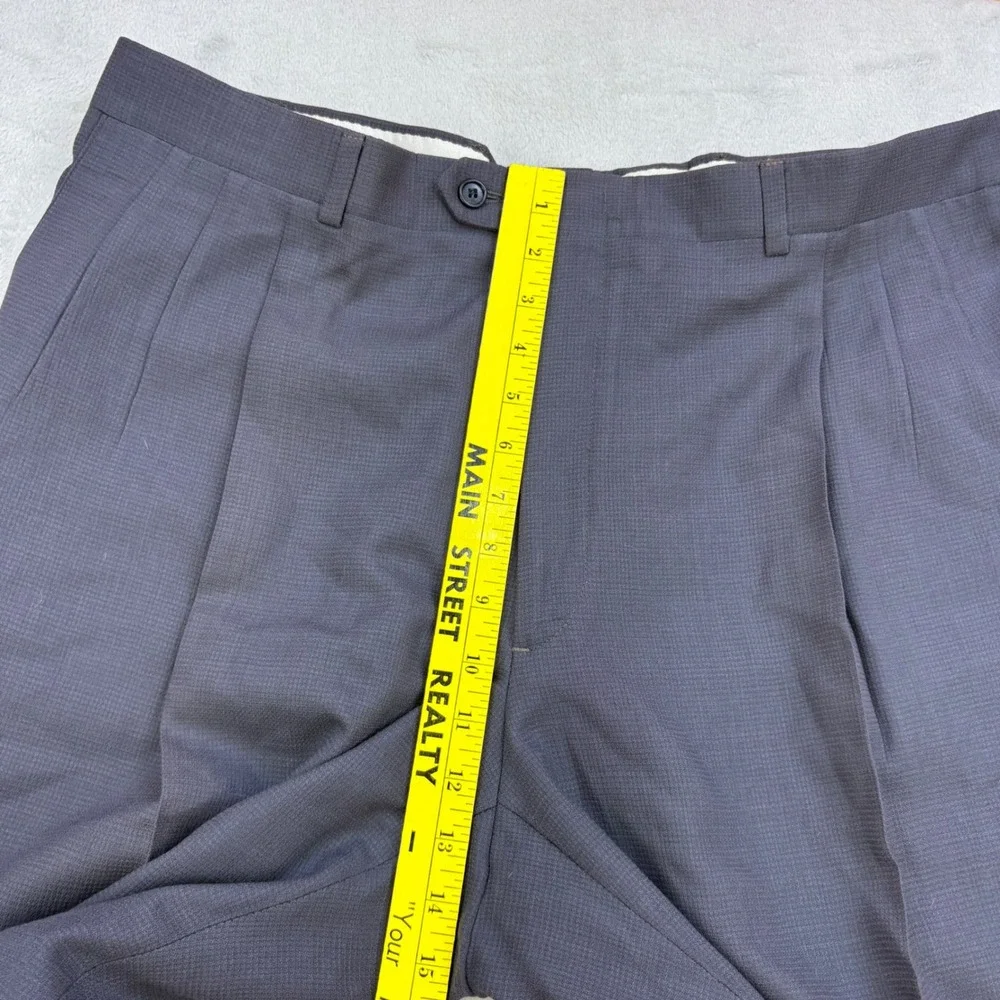 Christian Dior Dress Pants Mens 40x32 Gray Pleated Cuffed Wool Slacks Luxury 90s